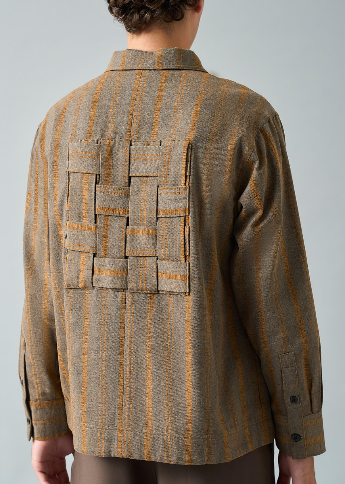 Basket Weave Stripe Coat Front